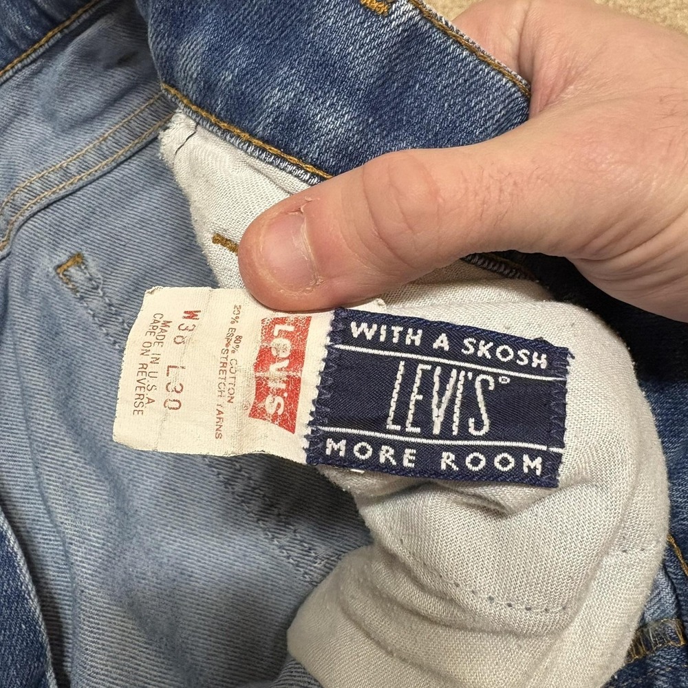 Vtg 80s Levis Jeans Mens 36x28.5 Blue Tab Relaxed Straight Denim USA Skosh Faded - Picture 3 of 16
